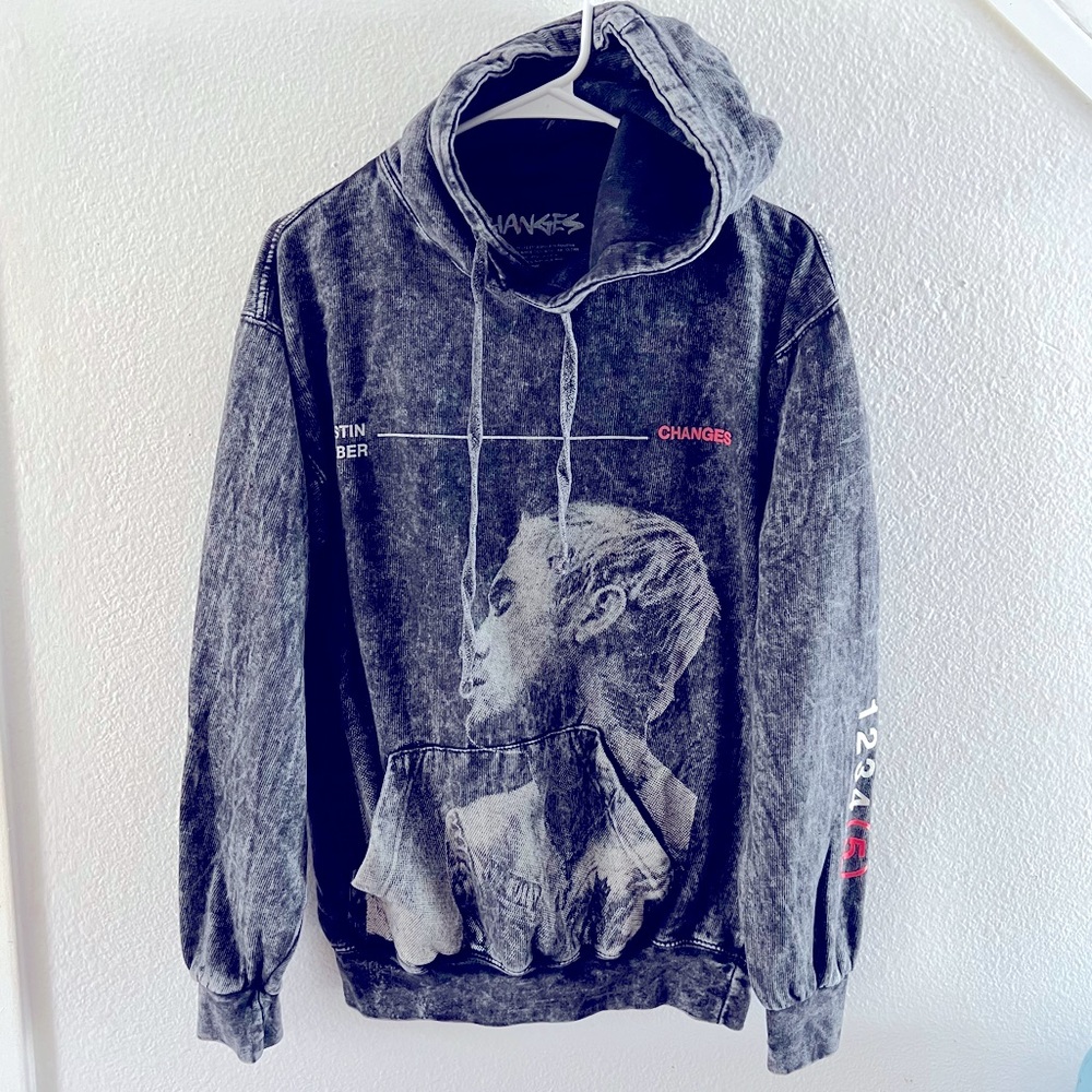 JUSTIN BIEBER Hoodie Changes Gray Red Sweater